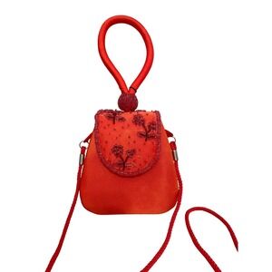 Sasha Handbags Vintage Satin Beaded Floral Mini Crossbody Evening Bag NWT